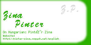 zina pinter business card